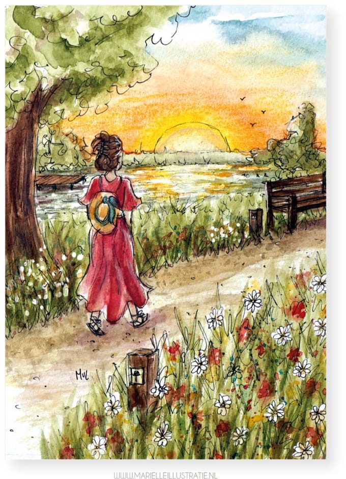 Wandelen in de natuur,10x15cm