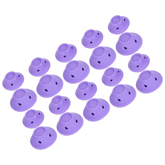 20 Stuks Haarrollers Siliconen Haarstyling Golfvormer Paddestoelvormige Haarkrullers Set Thuis voor Vrouwen purple