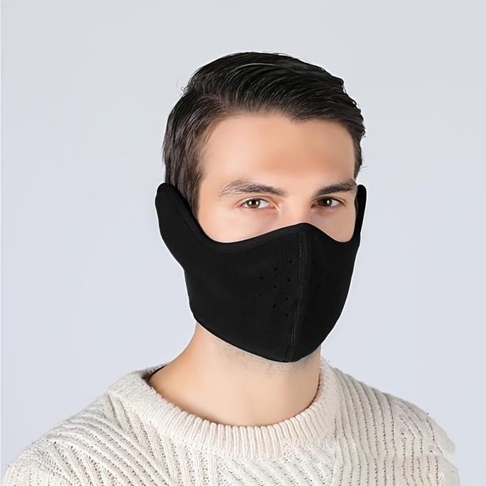 Cache-visage et cache-oreilles d'hiver coupe-vent, épaissi pour plus de chaleur, respirant pour le cyclisme et pour rester au chaud black