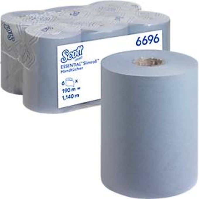 Scott® papierrollen Essential Slimroll 6696, 1-laags, 6 rollen á 190 m, totaal 1140 m, blauw