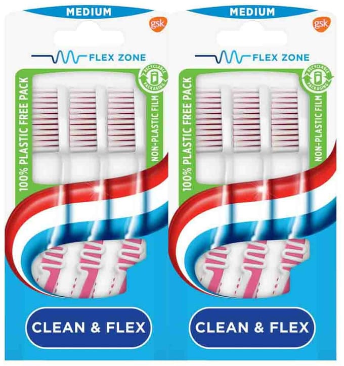 Aquafresh - Tandenborstel Clean & Flex Medium - 2 x 3 stuks - Voordeelverpakking