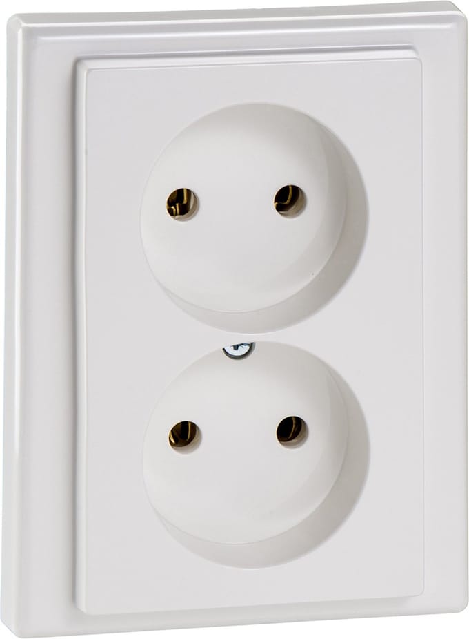 Dubbel stopcontact - Inbouw - 2V - Verticaal - Polarwit - M-Smart - Schneider Electric - 214619