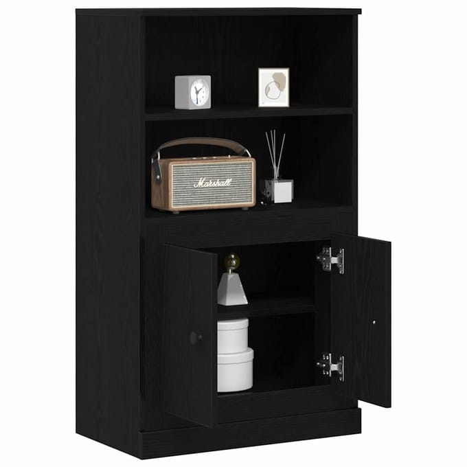 vidaXL - Buffetkast - Zwart - Eiken - 60 - x - 35.5 - x - 103.5 - cm - Bewerkt - hout