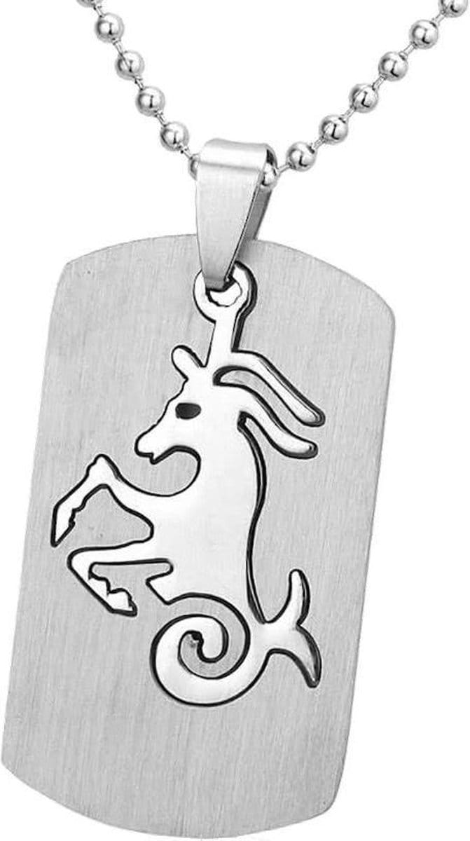 Fako Bijoux® - Ketting - RVS Hanger - Sterrenbeeld Open - Steenbok