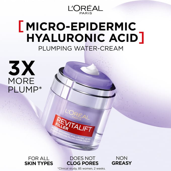 L'Oreal Paris Hyaluronic Filler Water Cream & Tinted Glow SPF50+ (Various Shades) - Pearl Glow