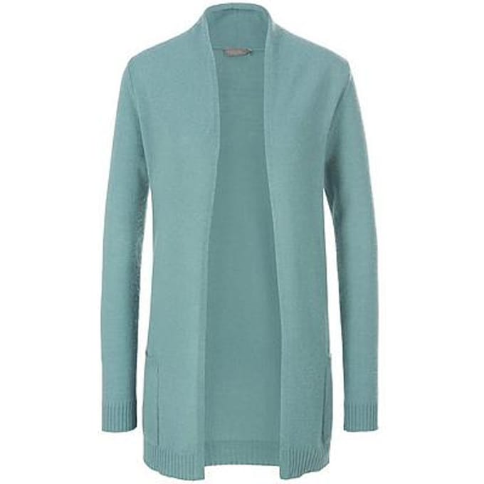 Vest 100% kasjmier lange mouwen Van Peter Hahn turquoise