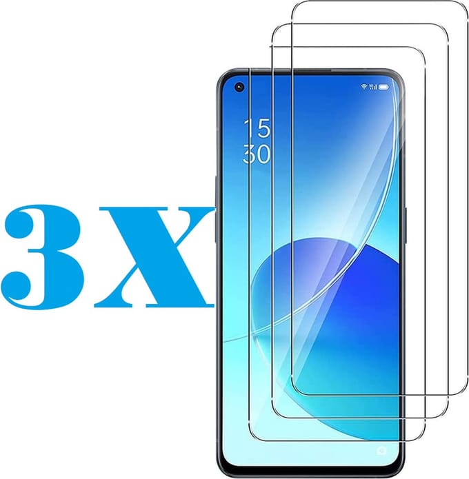 Screenprotector Glas - Tempered Glass Screen Protector Geschikt voor: Oppo Reno 6 Pro - 3x