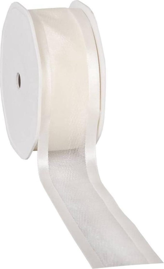 Satin edge Organzalint Champagne – 38 mm × 25 m – Organza