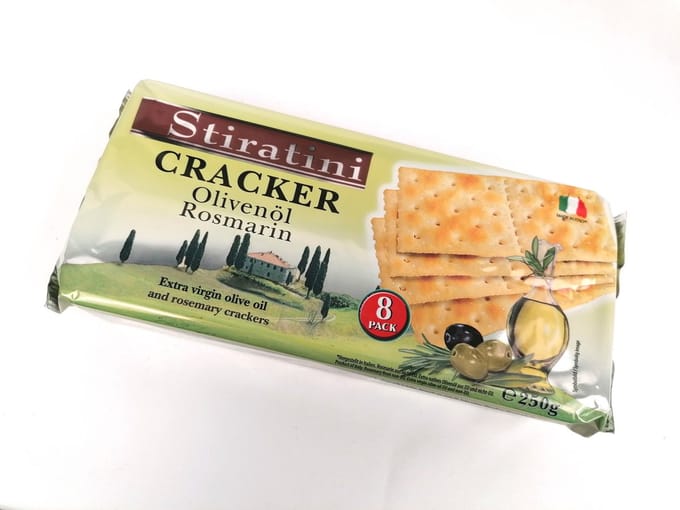 Crackers met olijfolie & rosmarijn 250g - Doos 12 stuks