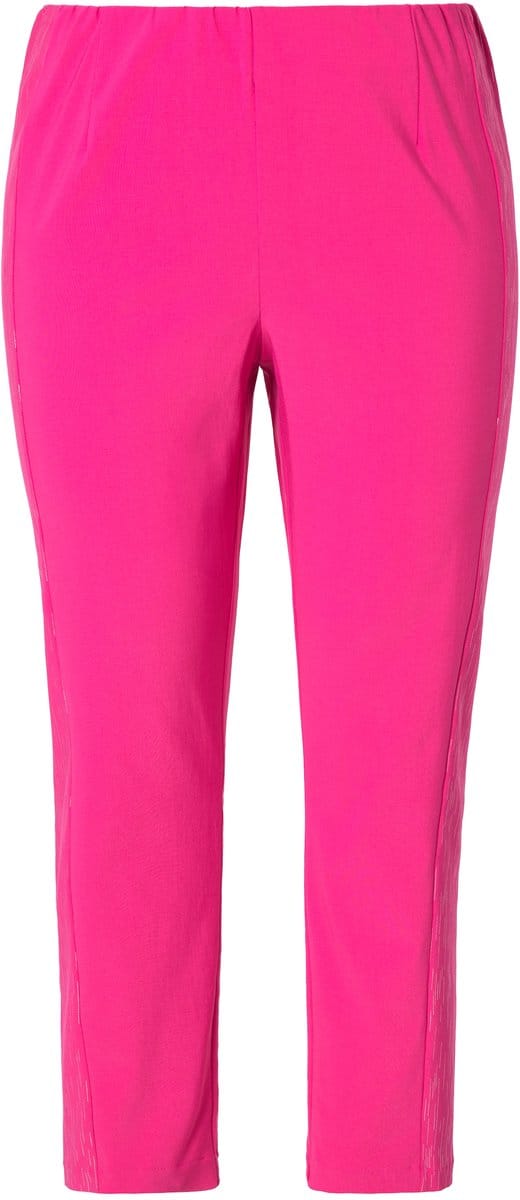 MIAMODA - Dames - Bengaline broek elastische Slim Fit metallic print - Hibiscusrood - Maat 52