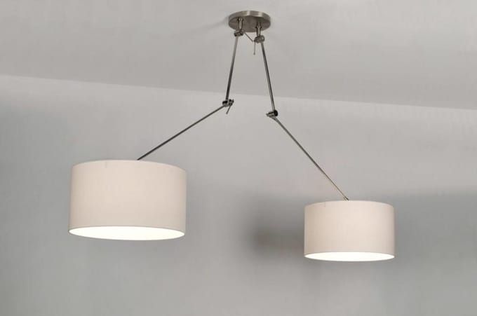 Lumidora Hanglamp 30098 - BROOKLYN - 2 Lichts - E27 - Wit - Textiel