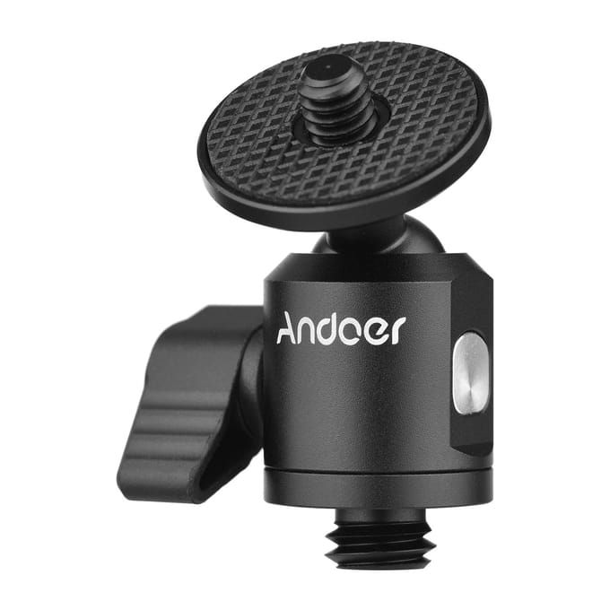 Andoer Mini Balhoofd Adapter Camera Statief Balhoofd Montage Aluminium Legering 1/4 Inch Schroefconnector Bottom Screw black