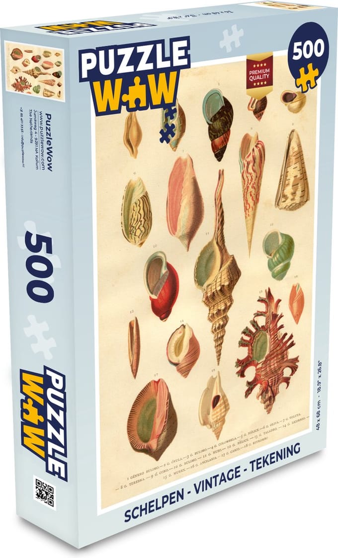 Puzzel Schelpen - Vintage - Tekening - Legpuzzel - Puzzel 500 stukjes