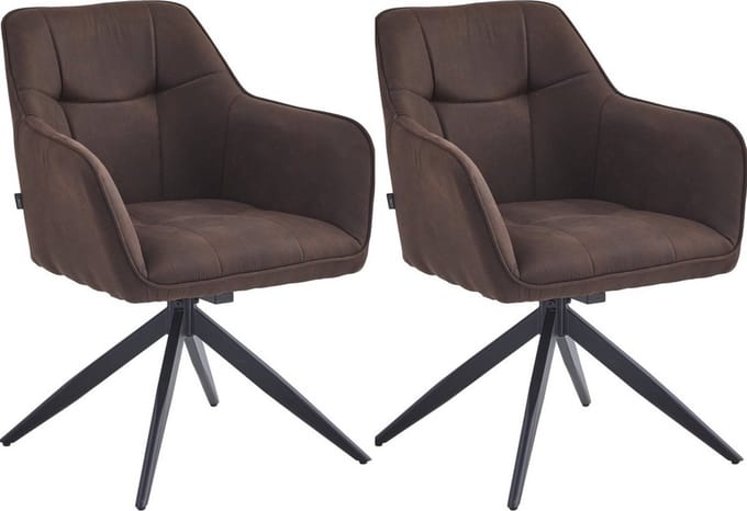 Colenis® - Lungo Eetkamerstoel - Set Van 2 - Bruin - Microfiber Stof - Microvezel - Industrieel - 180°