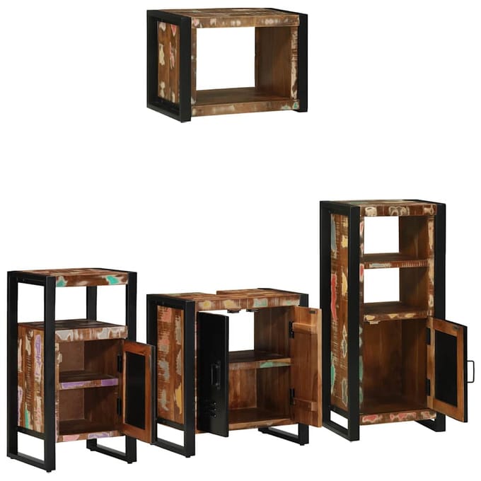 vidaXL Badkamermeubel Set met lade 4 pcs Massief Gerecycleerd Hout