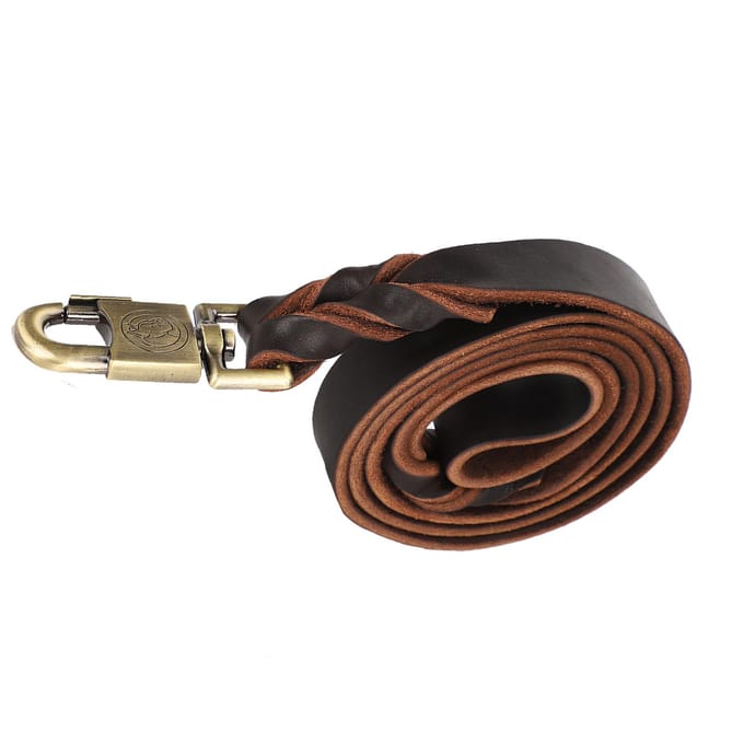 1pc Soft Leather Dog Collar & Leash in Braided Pet Chain (2.5 x 150cm) black