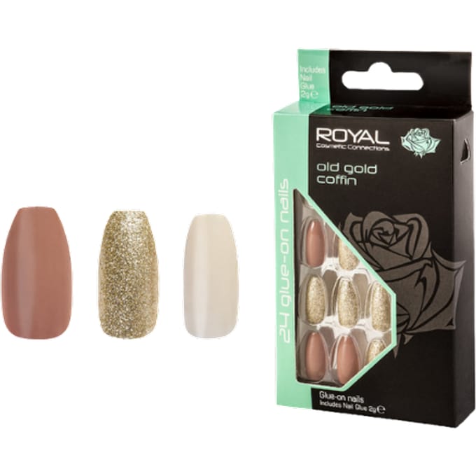 Koninklijke kunstnagels kist oud goud - 24 stuks