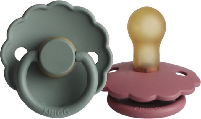FRIGG Daisy Fopspeen Dusty Rose / Lily 0-6 Mnd 2 Stuks