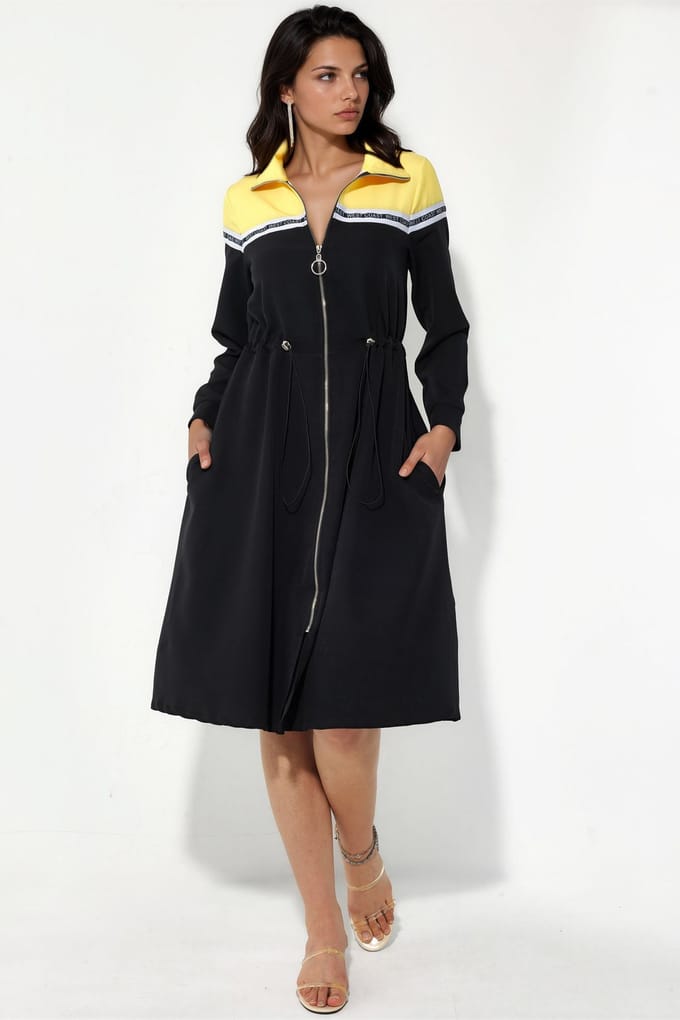 Kleurgeblocked Midi Jersey Jurk