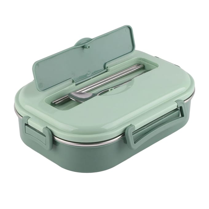 Voedselbewaarcontainer Servies Roestvrij Staal Lunchbox 4-Vaks Draagbare Bento Box Voedselbewaarcontainer voor Student Volwassene white