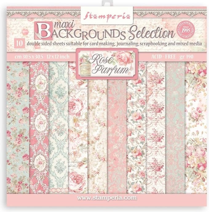 Stamperia - Rose Parfum Maxi Background 12x12 Inch Paper Pack (SBBL126)