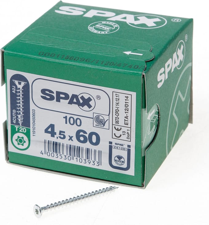 SPAX 1191010450603 R 88091 Senkkopf/T-STAR Houtschroef 4.5 mm 60 mm T-STAR plus Staal WIROX 100 stuk(s)