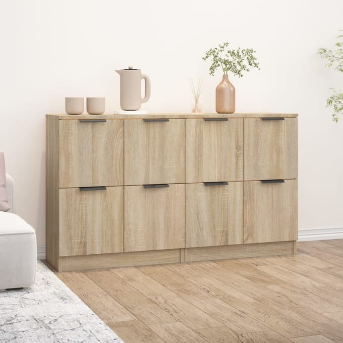 vidaXL - Dressoirs - 2 - st - 60x30x70 - cm - bewerkt - hout - sonoma - eikenkleurig