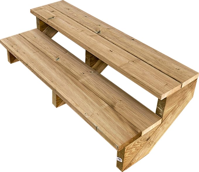 BERLIN Houten Buitentrap - 2 Open Treden 37 cm Hoog - 120 cm Breed