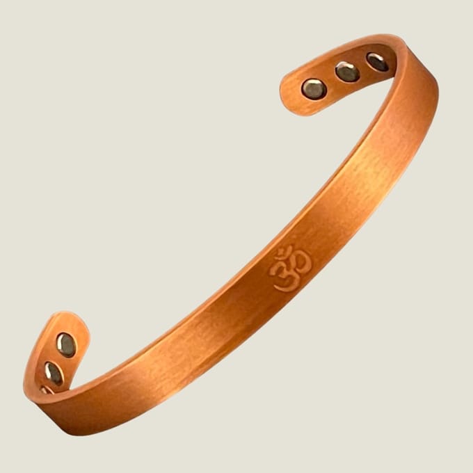 Koperen gezondheids-klemarmband OHM met 6 magneten – 16 cm