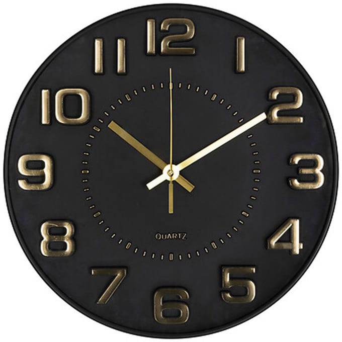 Atmosphera Doris Klok - zwart / goud - 30 cm - wandklok modern