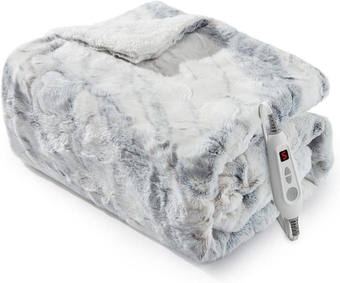Luxe Verwarmde Deken van Imitatiebont met 6 Warmtestanden en Timer - Wasbaar
