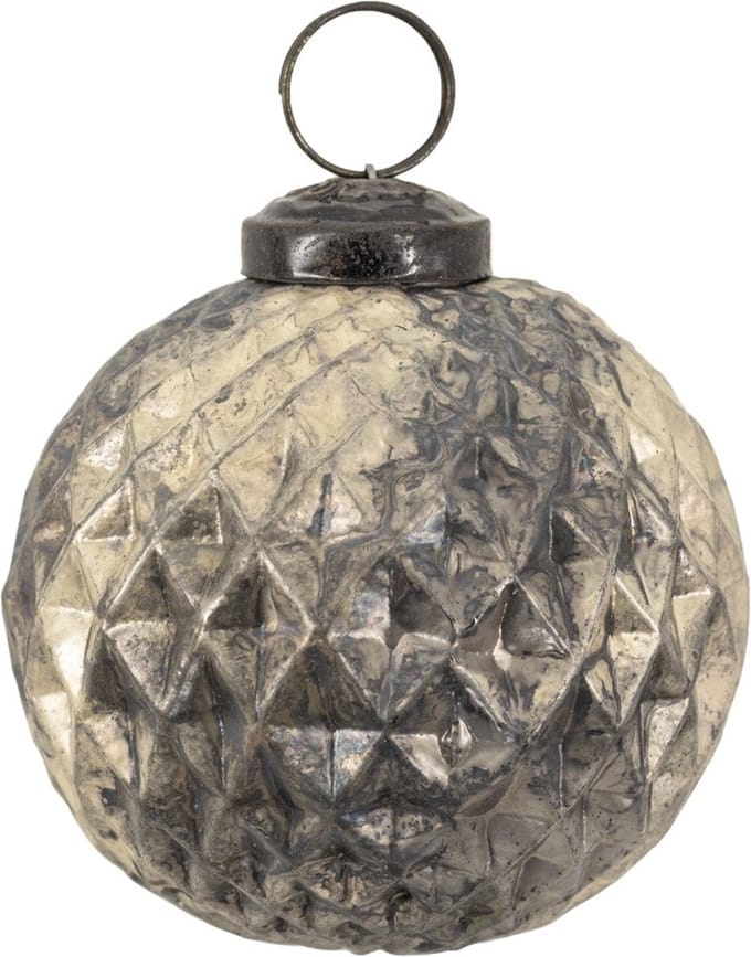 HomeBound by KY | Glazen kerstbal vintage cream | 7x7x7cm | kerstbal