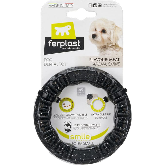 Ferplast Smile Kauwring, zwart XS: Ø8,5x1,7cm Hond