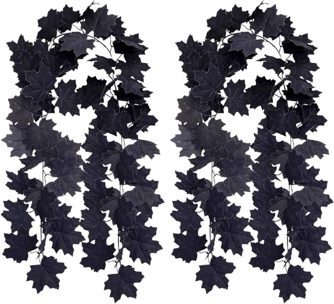 Herfstbladeren Krans - Kunstmatige Slier - Halloween Decoratie - Levensgetrouwe Bladeren - 1.7 Meter Lang - Zwart