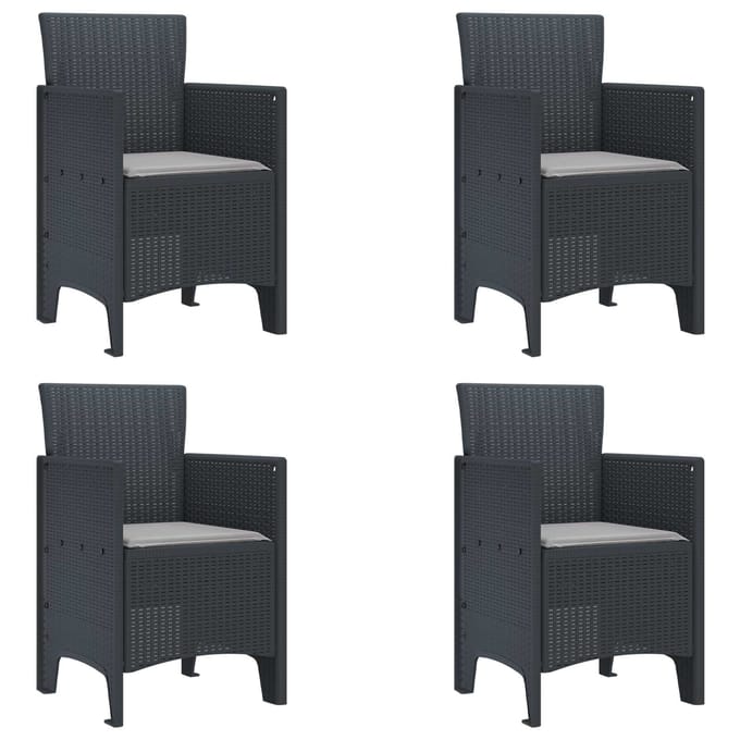 vidaXL Tuinstoel 4 pcs Antraciet 53 x 49 x 85 cm Polypropyleen