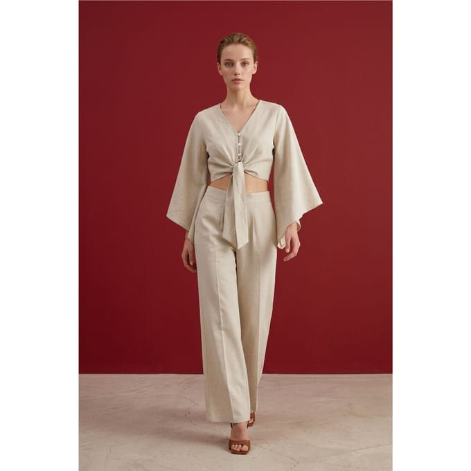 Katoenen Co-ord Set met Strikdetail