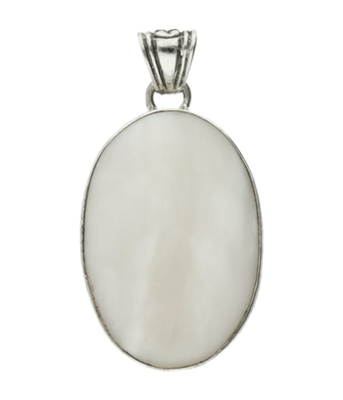 Zilveren Aragoniet roze edelsteen ovaal groot hanger