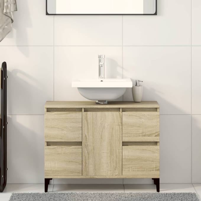 vidaXL - Wastafelkast - 80x33x60 - cm - bewerkt - hout - sonoma - eikenkleurig