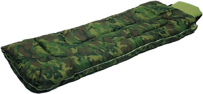 Comfortabele Slaapzak in Bos Camouflage met Vast Verstelbaar Kussen