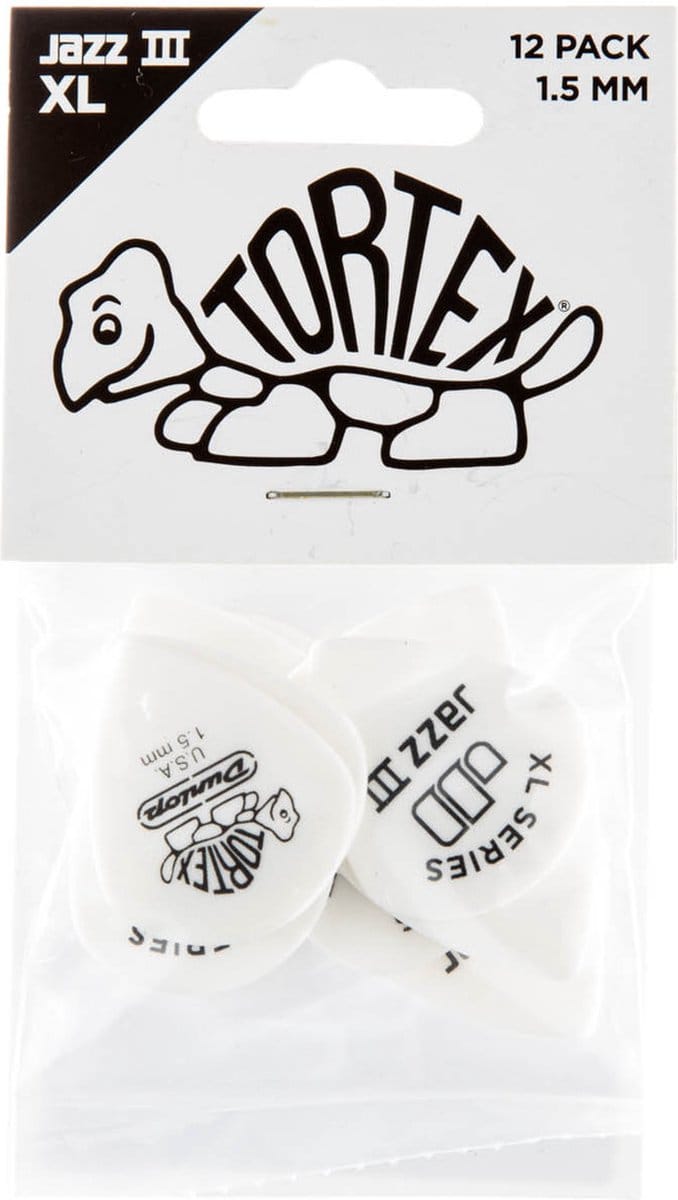 Jim Dunlop Tortex - Plectrums - Jazz - Player's Pack 12 Stuks - 1,50 mm - Grijs