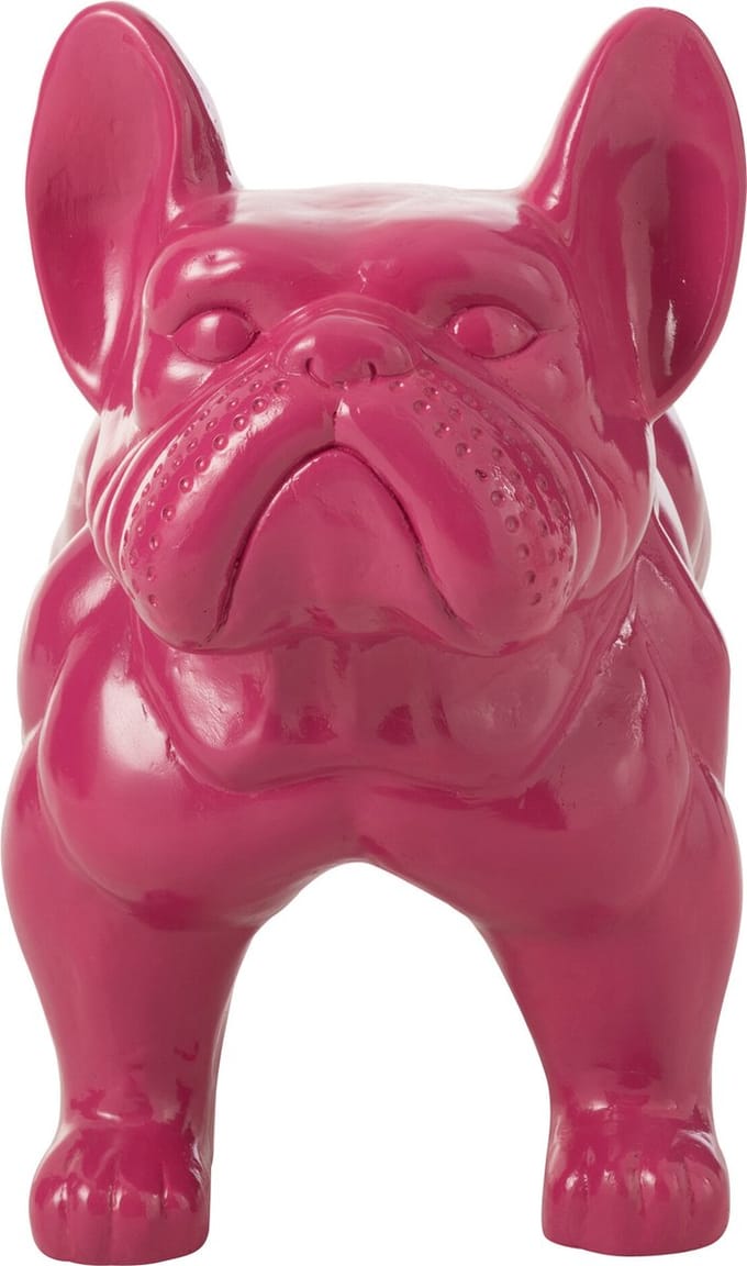 J-Line decoratie Bulldog - hout - roze