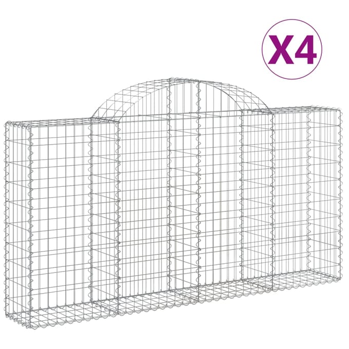 vidaXL - Schanskorven - 4 - st - gewelfd - 200x30x100/120 - cm - ijzer