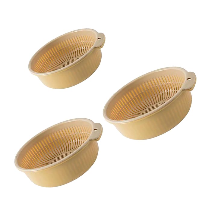 Grote Keuken Zeef Vergiet Kom Set Multifunctioneel Dubbellaags Plastic Fruit Groente brown
