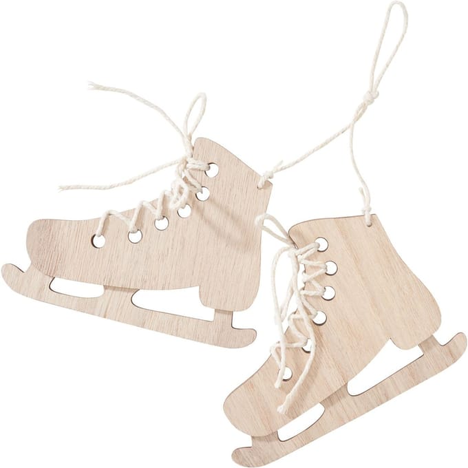 VBS Houten decoratieve hanger "Ice skates", 2 stuks