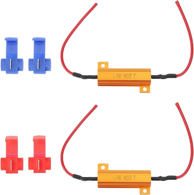 2 Stuks 50W 8 Ohm Weerstand voor LED Lampen, Flikker Probleem Oplossing, Turn Signal Blinker Fix