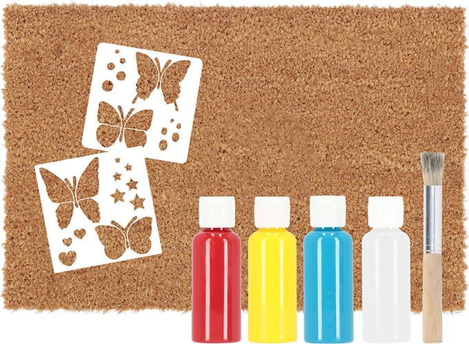 Esschert Design Deurmat in doe-het-zelf-set | met vlindersjablonen