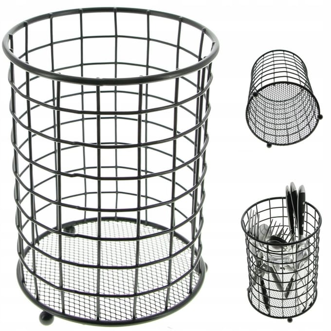 Bestekbak Metalen Mand Zwart Stalen Organizer Mand
