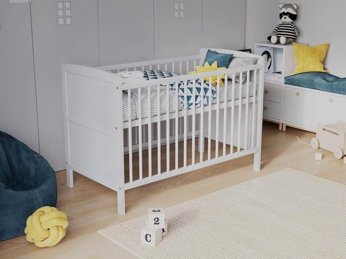 Babybed 120x60 Wit Inclusief Aloë Vera Schuimmatras - Ombouwbaar Kleuterbed