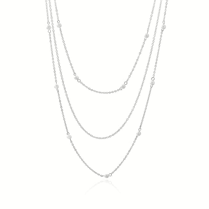 Modieuze Elegante Herfst en winter Imitatie Parel gelaagde Damesketting, geometrische trendy trui ketting ketting brown
