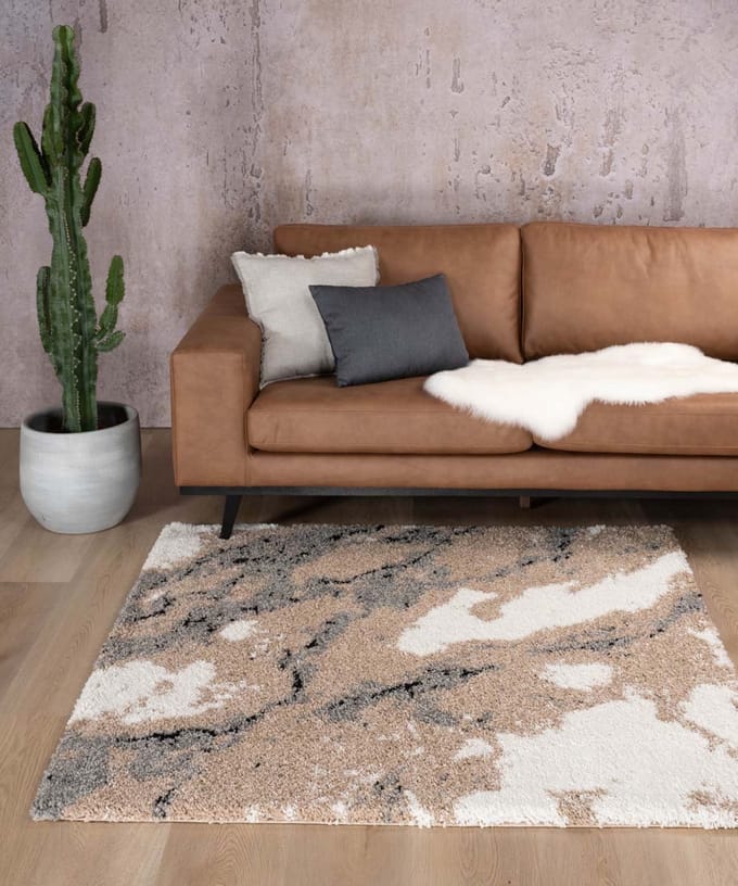 Vierkant vloerkleed marmer - Marble Artisan beige 200x200